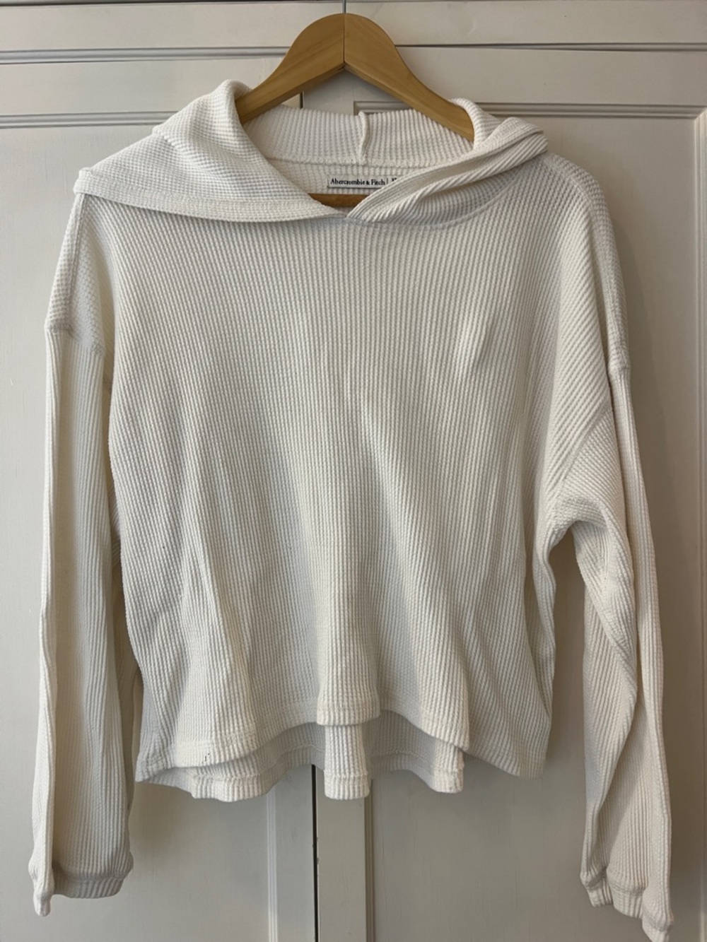 Abercrombie & Fitch Cream Waffle-Knit Cowl Hoodie